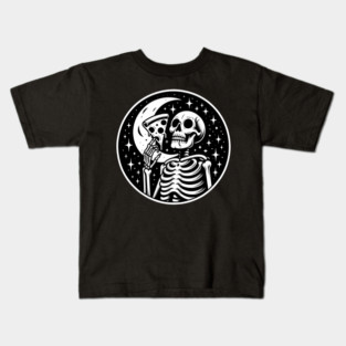 Skeleton enjoying a Slice of Pizza Kids T-Shirt