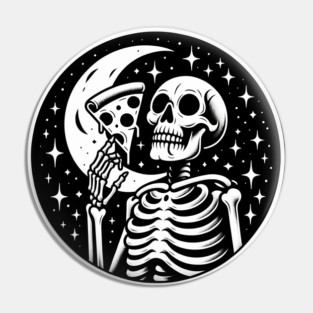 Skeleton enjoying a Slice of Pizza Pin