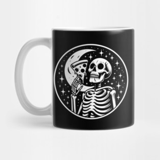 Skeleton enjoying a Slice of Pizza Mug