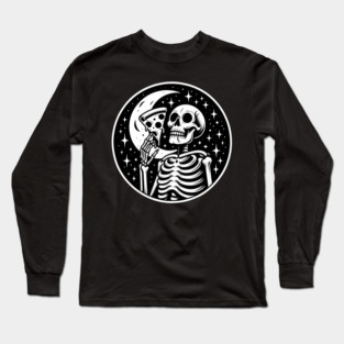 Skeleton enjoying a Slice of Pizza Long Sleeve T-Shirt