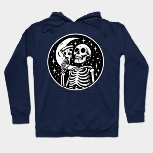 Skeleton enjoying a Slice of Pizza Hoodie