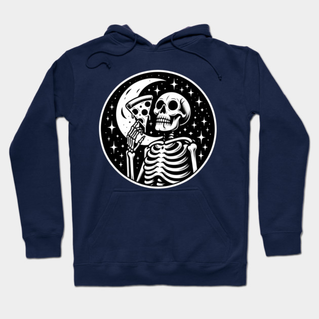 Skeleton enjoying a Slice of Pizza Hoodie by logiamerch
