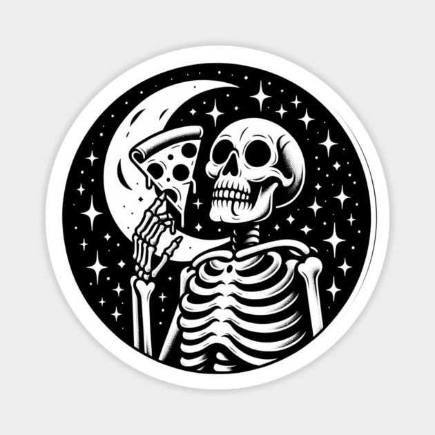Skeleton enjoying a Slice of Pizza Magnet by logiamerch