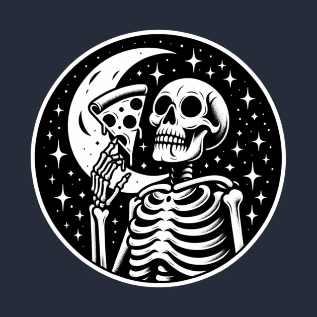 Skeleton enjoying a Slice of Pizza by logiamerch