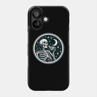 Skeleton enjoying a Slice of Pizza Phone Case