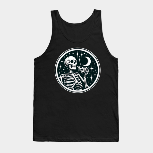 Skeleton enjoying a Slice of Pizza Tank Top by logiamerch