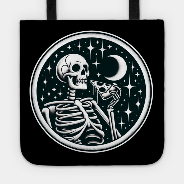 Skeleton enjoying a Slice of Pizza Tote by logiamerch