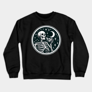Skeleton enjoying a Slice of Pizza Crewneck Sweatshirt