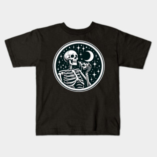 Skeleton enjoying a Slice of Pizza Kids T-Shirt
