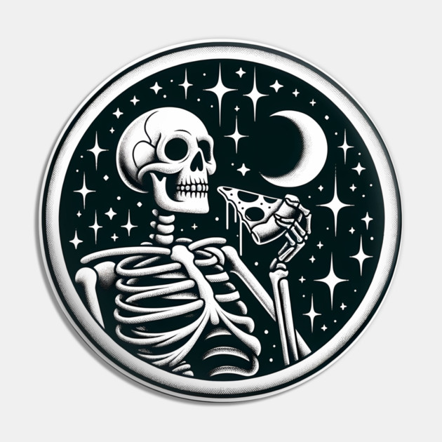 Skeleton enjoying a Slice of Pizza Pin by logiamerch