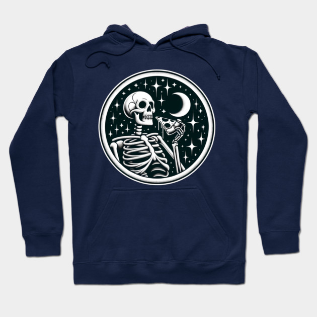 Skeleton enjoying a Slice of Pizza Hoodie by logiamerch