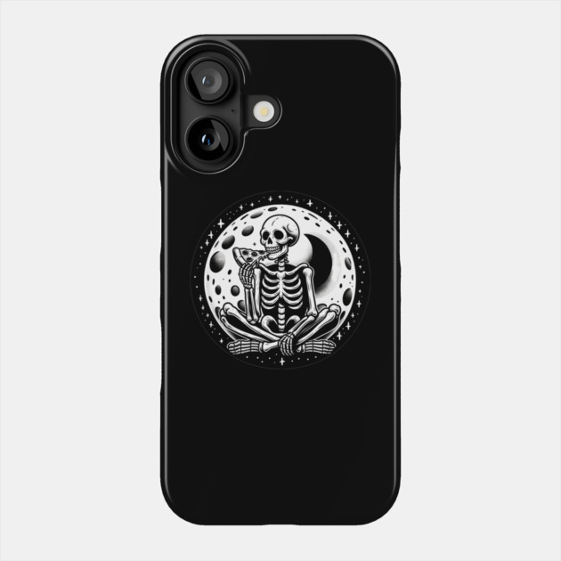 Skeleton enjoying a Slice of Pizza Phone Case by logiamerch