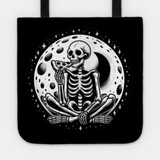 Skeleton enjoying a Slice of Pizza Tote