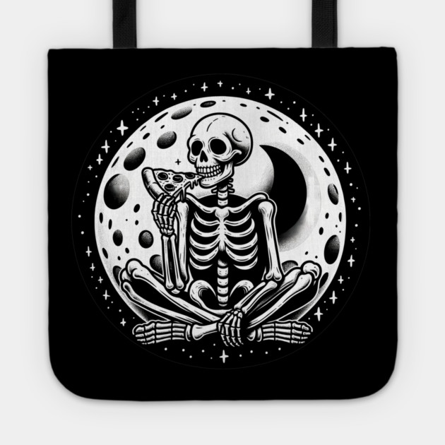 Skeleton enjoying a Slice of Pizza Tote by logiamerch
