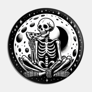 Skeleton enjoying a Slice of Pizza Pin