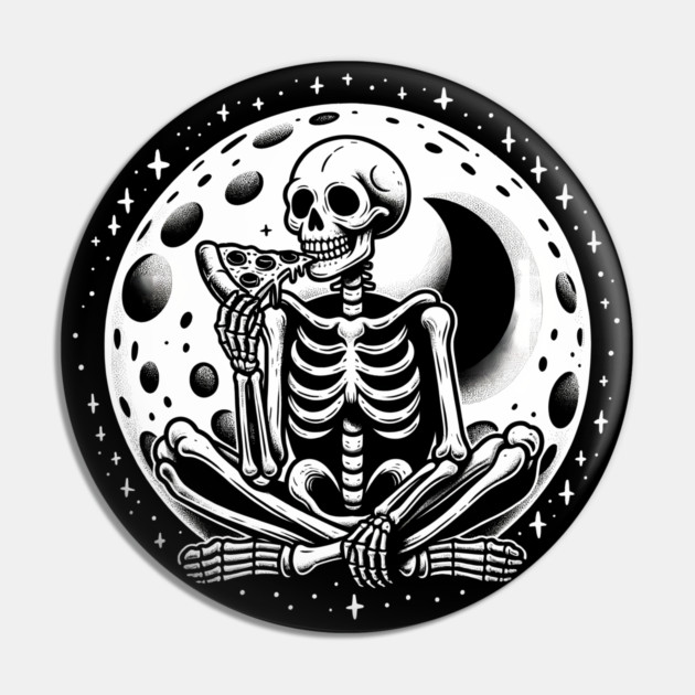 Skeleton enjoying a Slice of Pizza Pin by logiamerch