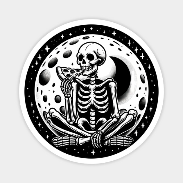 Skeleton enjoying a Slice of Pizza Magnet by logiamerch