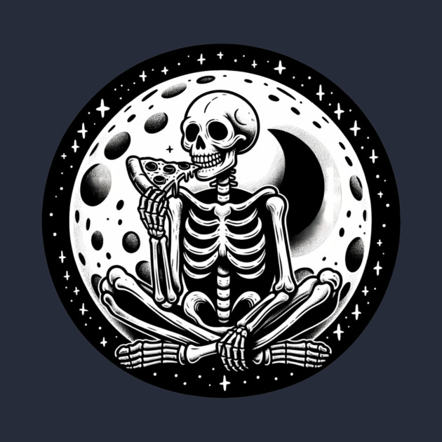 Skeleton enjoying a Slice of Pizza by logiamerch