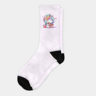 Pizza Unicorn Lover, Love Eating Pizza Socks