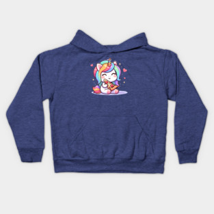 Pizza Unicorn Lover, Love Eating Pizza Kids Hoodie