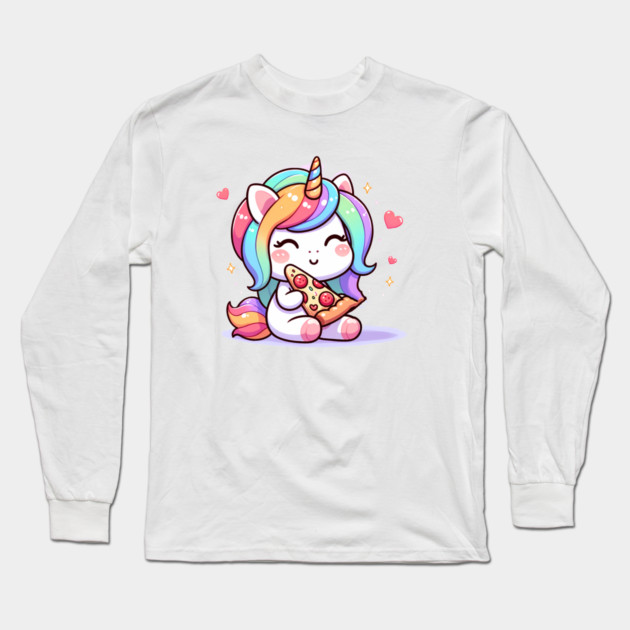 Pizza Unicorn Lover, Love Eating Pizza Long Sleeve T-Shirt by logiamerch