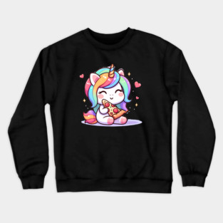 Pizza Unicorn Lover, Love Eating Pizza Crewneck Sweatshirt