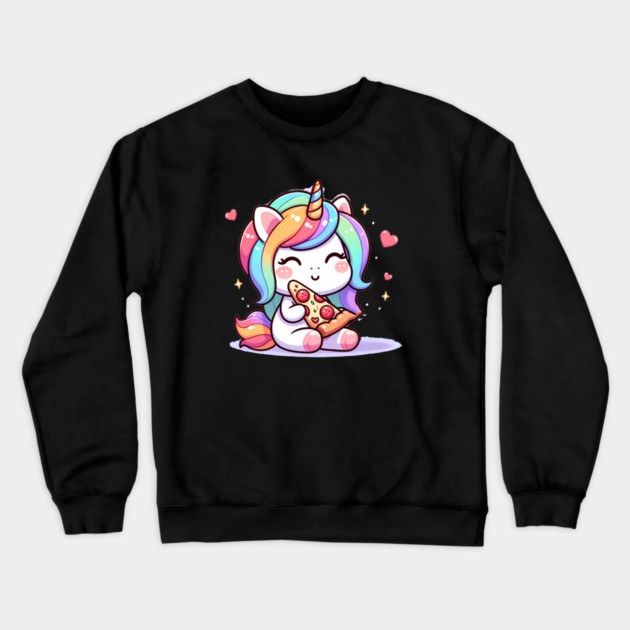 Pizza Unicorn Lover, Love Eating Pizza Crewneck Sweatshirt by logiamerch