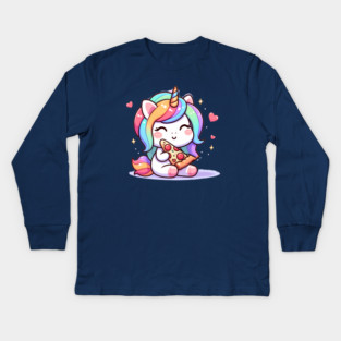 Pizza Unicorn Lover, Love Eating Pizza Kids Long Sleeve T-Shirt
