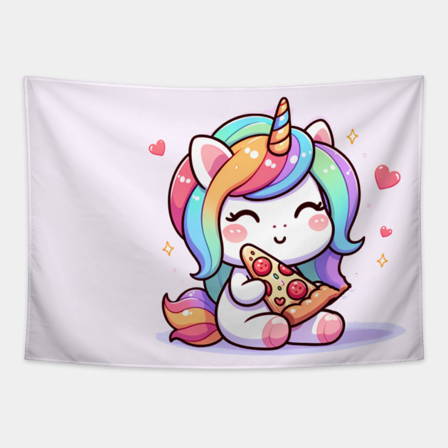 Pizza Unicorn Lover, Love Eating Pizza Tapestry by logiamerch