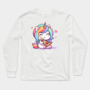 Pizza Unicorn Lover, Love Eating Pizza Long Sleeve T-Shirt