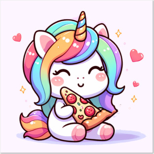 Pizza Unicorn Lover, Love Eating Pizza Posters and Art