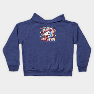 Pizza Unicorn Lover, Love Eating Pizza Kids Hoodie