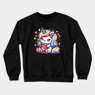 Pizza Unicorn Lover, Love Eating Pizza Crewneck Sweatshirt