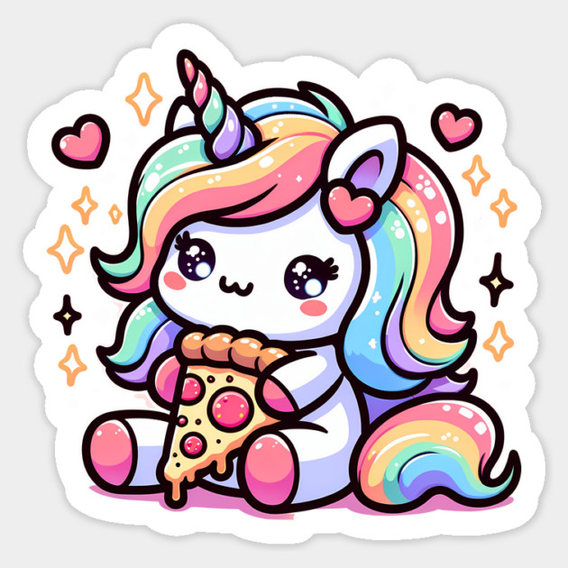 Pizza Unicorn Lover, Love Eating Pizza Sticker by logiamerch