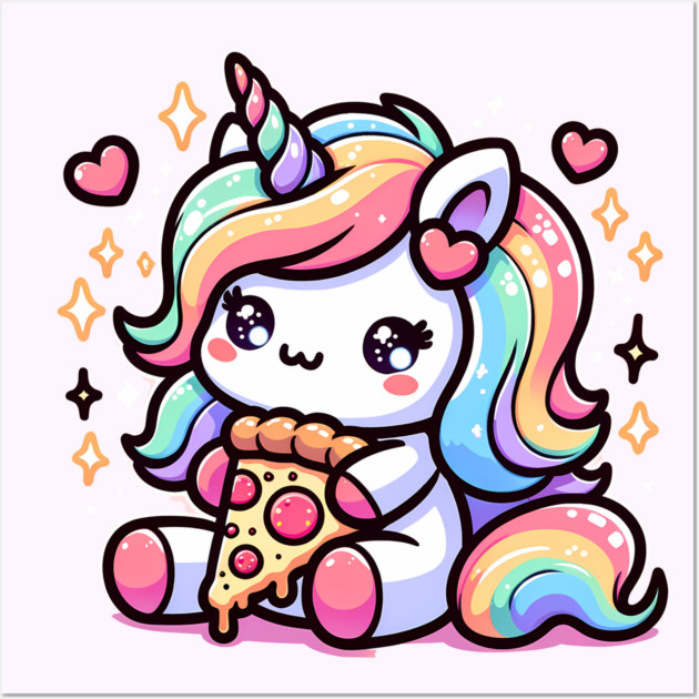 Pizza Unicorn Lover, Love Eating Pizza Wall Art by logiamerch