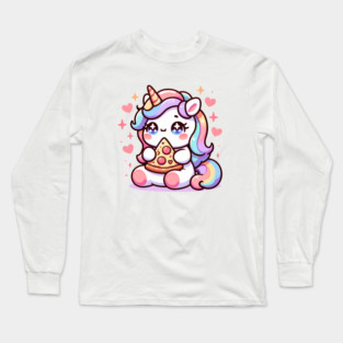 Pizza Unicorn Lover, Love Eating Pizza Long Sleeve T-Shirt