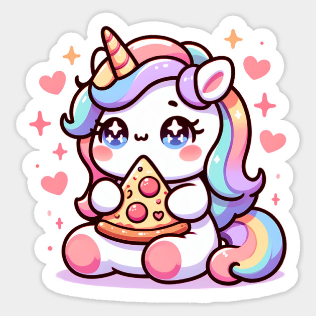 Pizza Unicorn Lover, Love Eating Pizza Sticker by logiamerch