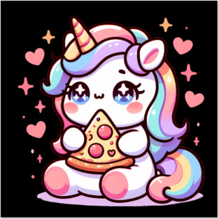 Pizza Unicorn Lover, Love Eating Pizza Posters and Art