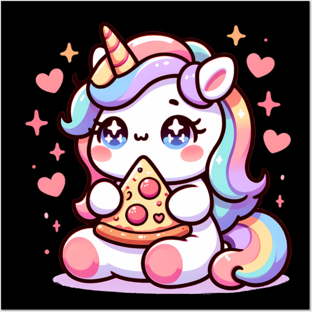 Pizza Unicorn Lover, Love Eating Pizza Wall Art by logiamerch