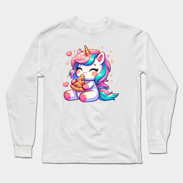 Pizza Unicorn Lover, Love Eating Pizza Long Sleeve T-Shirt by logiamerch
