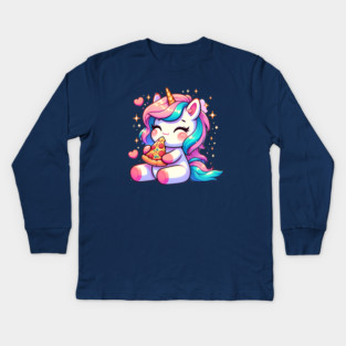 Pizza Unicorn Lover, Love Eating Pizza Kids Long Sleeve T-Shirt