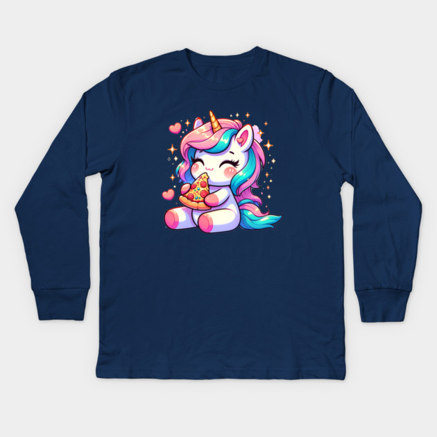 Pizza Unicorn Lover, Love Eating Pizza Kids Long Sleeve T-Shirt by logiamerch