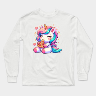 Pizza Unicorn Lover, Love Eating Pizza Long Sleeve T-Shirt