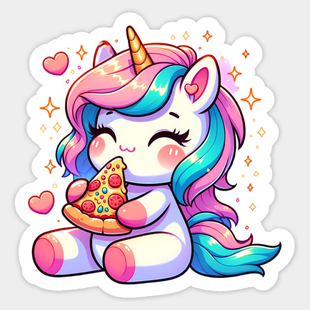 Pizza Unicorn Lover, Love Eating Pizza Sticker by logiamerch