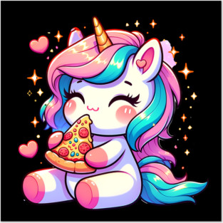 Pizza Unicorn Lover, Love Eating Pizza Posters and Art