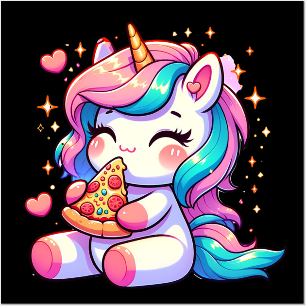 Pizza Unicorn Lover, Love Eating Pizza Wall Art by logiamerch