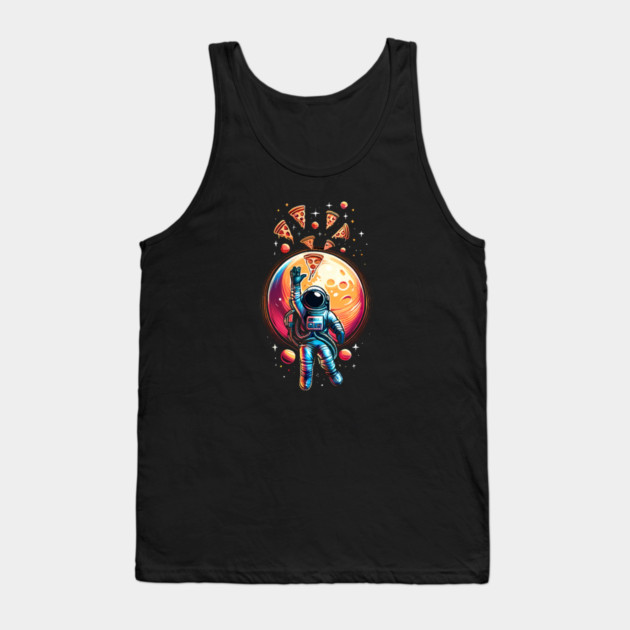 Astronaut in Space with Pizza, Love Eating Pizza Tank Top by logiamerch
