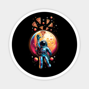 Astronaut in Space with Pizza, Love Eating Pizza Magnet