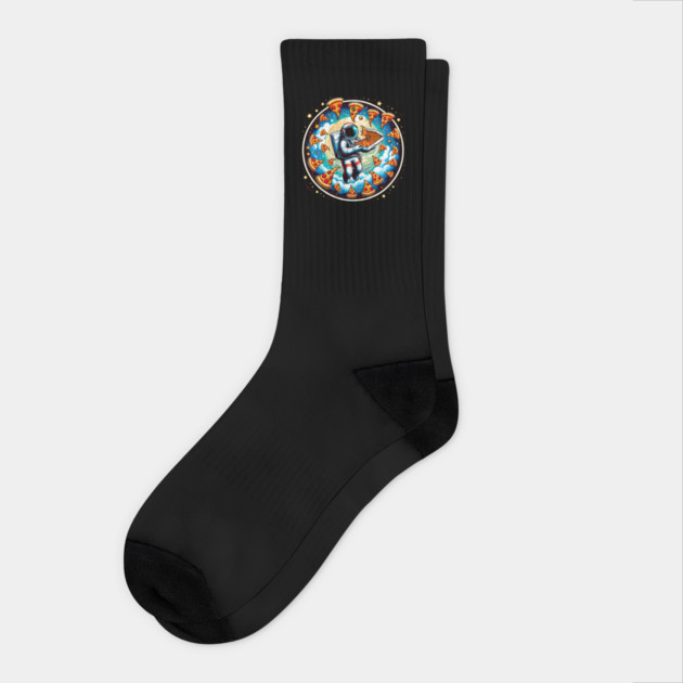 Astronaut in Space with Pizza, Love Eating Socks by logiamerch