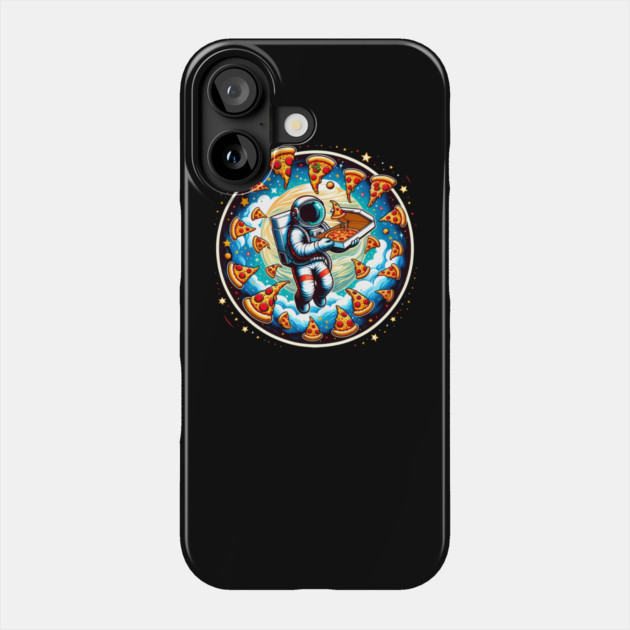 Astronaut in Space with Pizza, Love Eating Phone Case by logiamerch